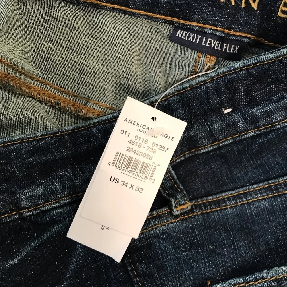 NWT Two Pair American Eagle Slim Straight Jeans 34x32